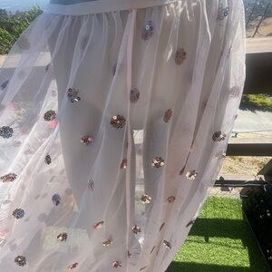 Free People Elegant Sequin Embellished Tulle Skirt